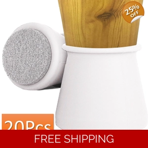 20Pcs Padded Silicon furniture floor protectors for Chairs Tables Round White